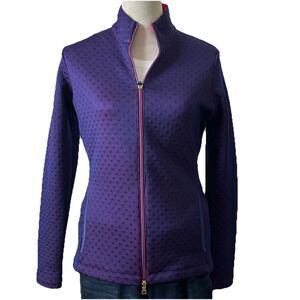 EPNY Golf Womens Full Zipper Long Sleeved Jacket Purple Shell Pink Lining Small